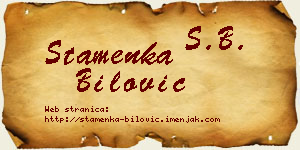 Stamenka Bilović vizit kartica